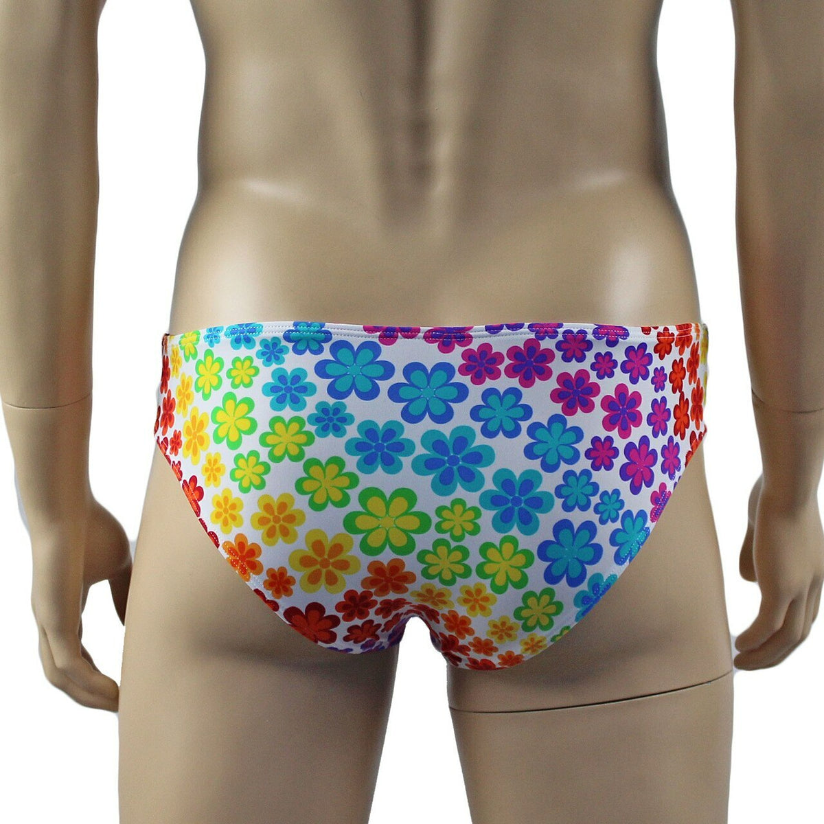 Mens Flower Girl Print High Waist Seamless Front Bikini Brief