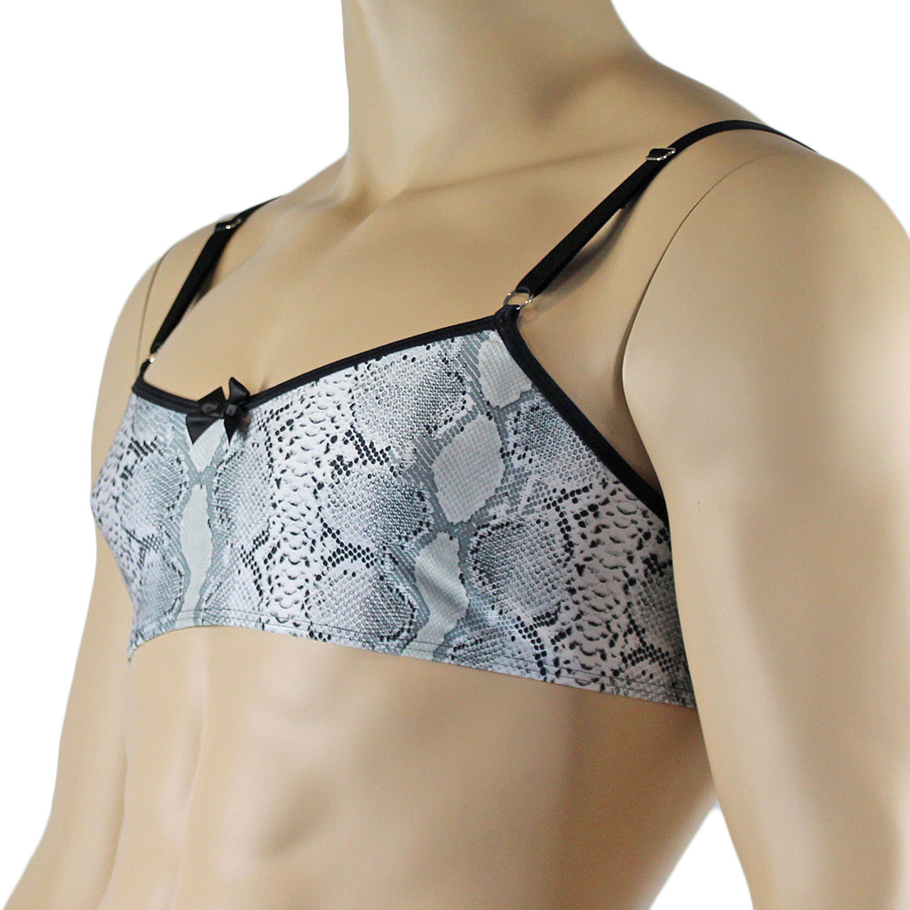 Mens Grey Snake Print Bra Top for Males