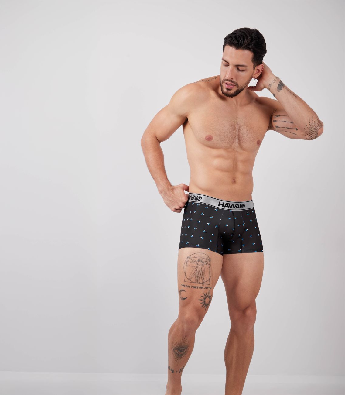 HAWAIR 42470 Printed Microfiber Trunks for Men Black