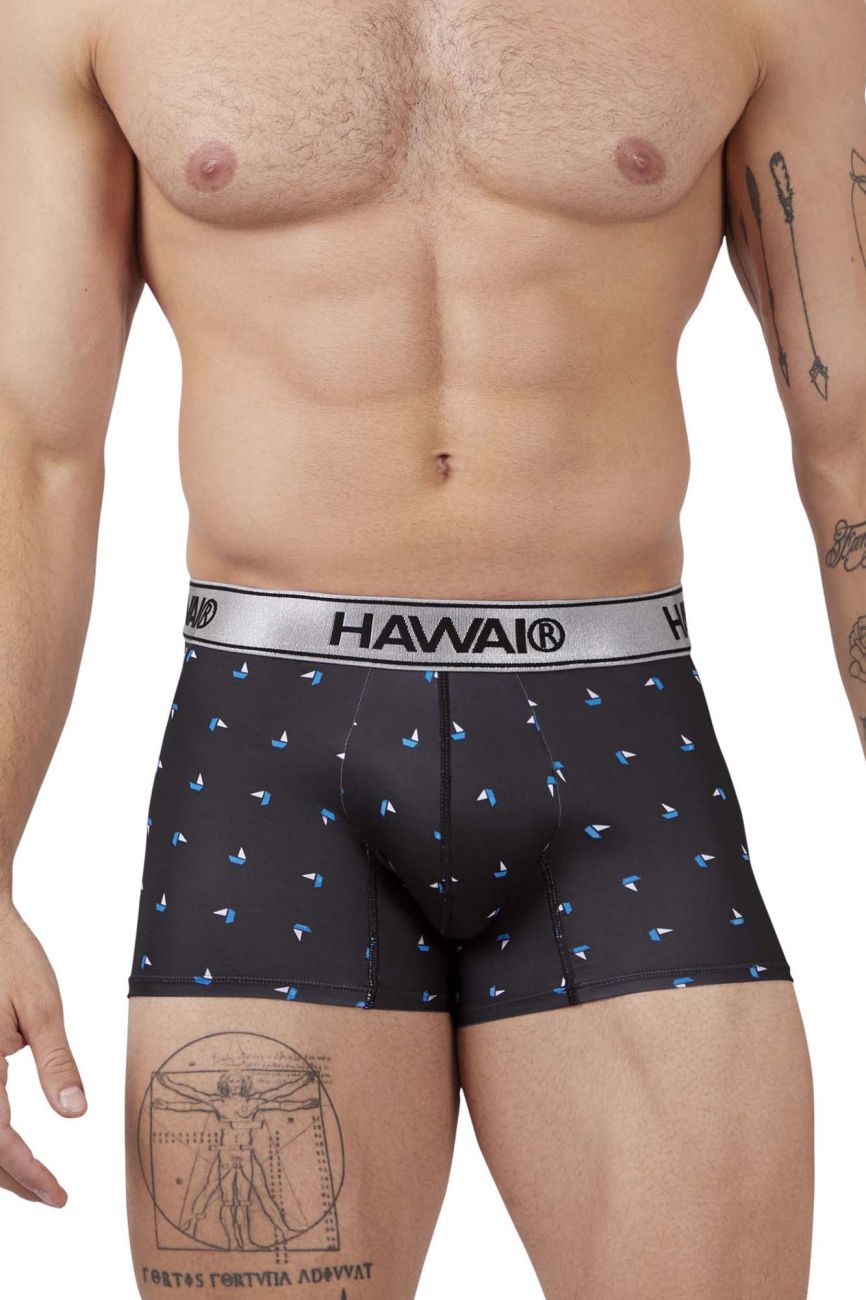 HAWAIR 42470 Printed Microfiber Trunks for Men Black