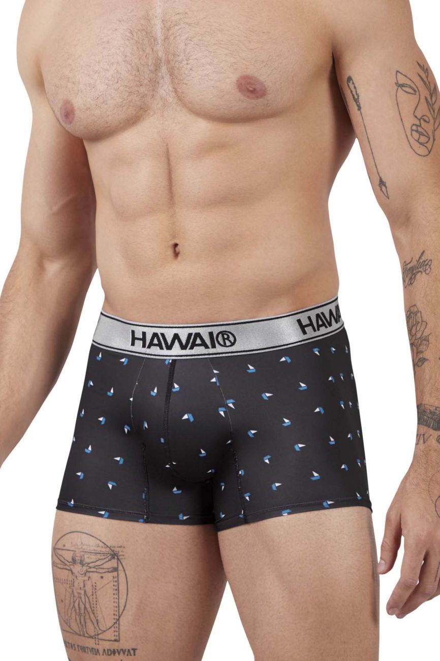 HAWAIR 42470 Printed Microfiber Trunks for Men Black