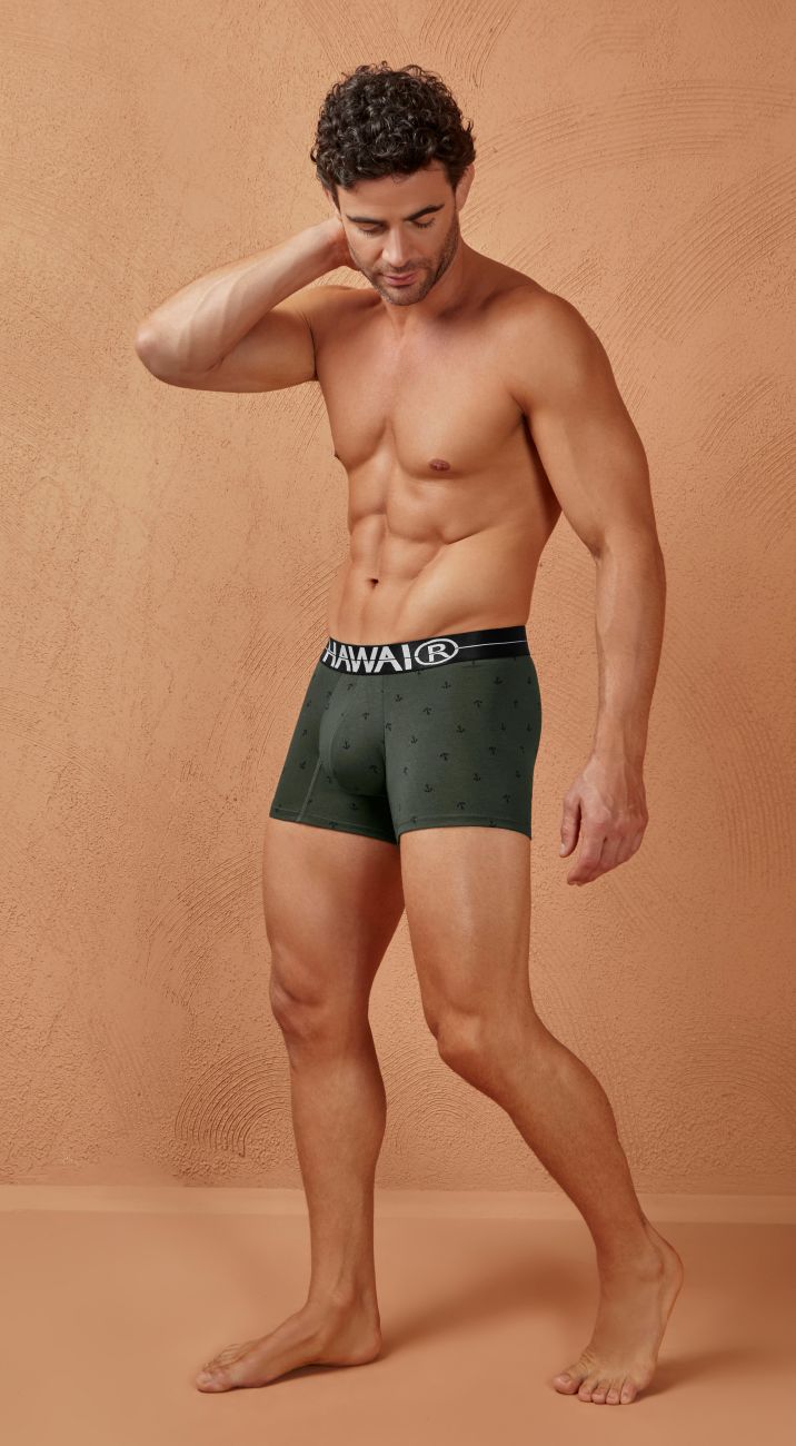 HAWAIR 42521 Cotton Blend Male Snug Fit Trunks Military Green