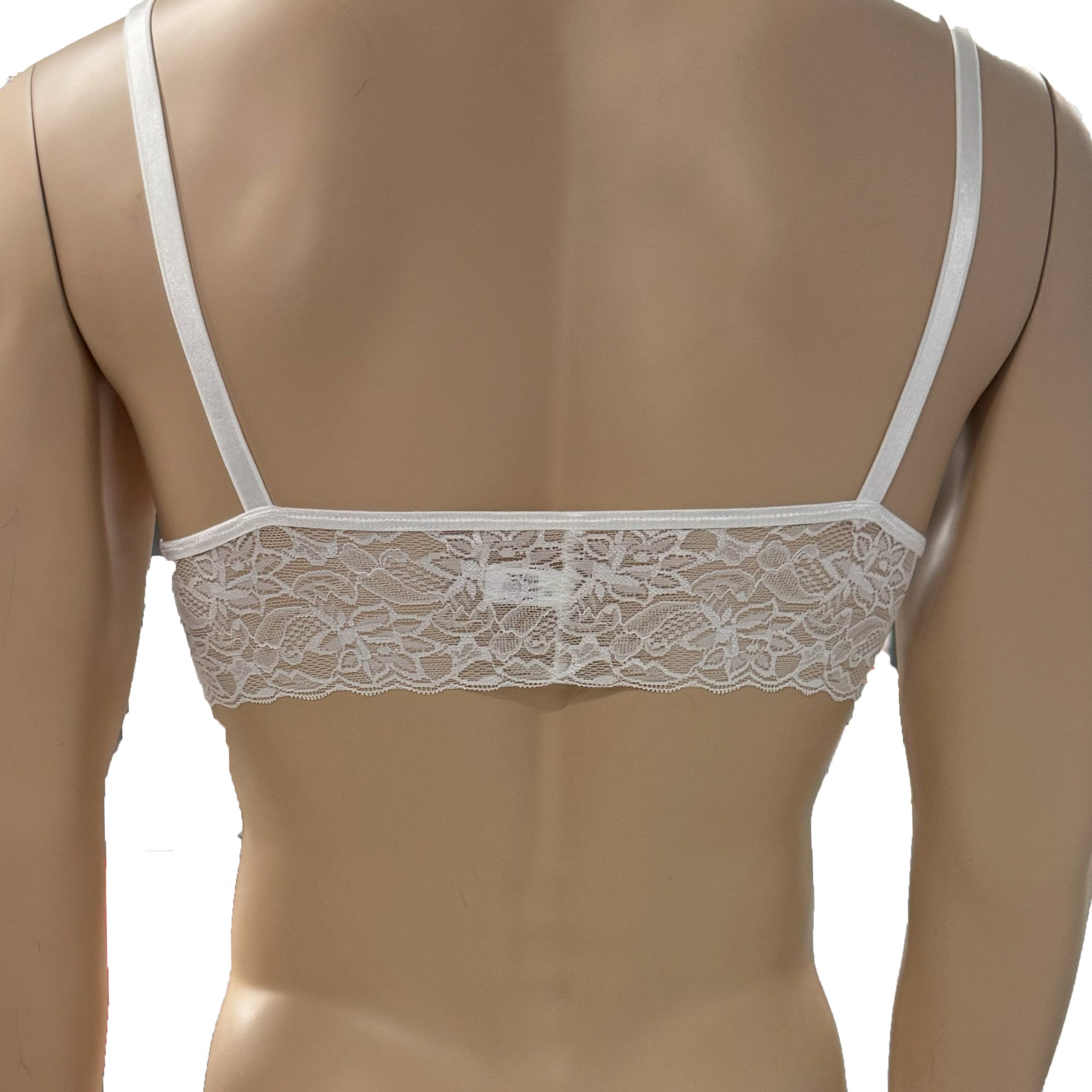 Mens Jackie & Lace Bra Top with Fun & Flirty Detail Light Pink & White Lace