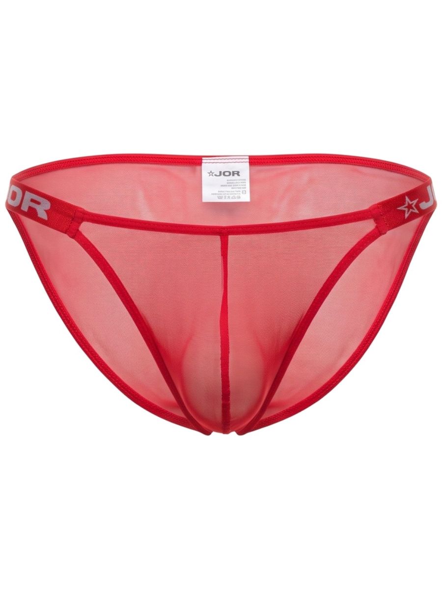 JOR 2464 Frost Mens Semi-sheer Mesh Ultra Sleek Briefs Red Plus Sizes