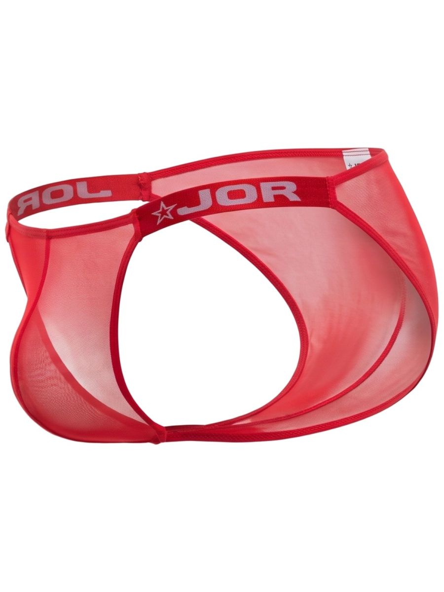 JOR 2464 Frost Mens Semi-sheer Mesh Ultra Sleek Briefs Red Plus Sizes