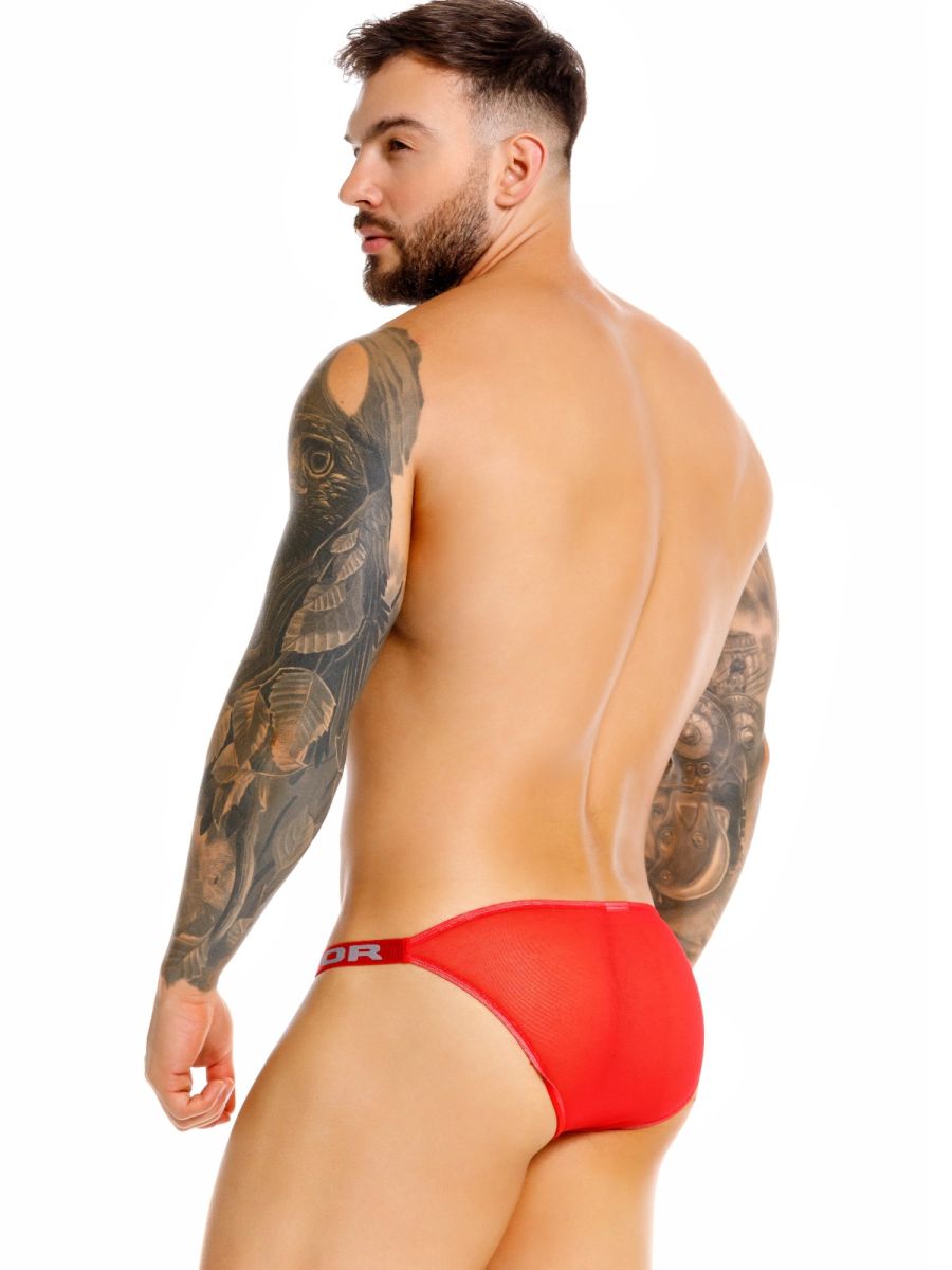 JOR 2464 Frost Mens Semi-sheer Mesh Ultra Sleek Briefs Red Plus Sizes