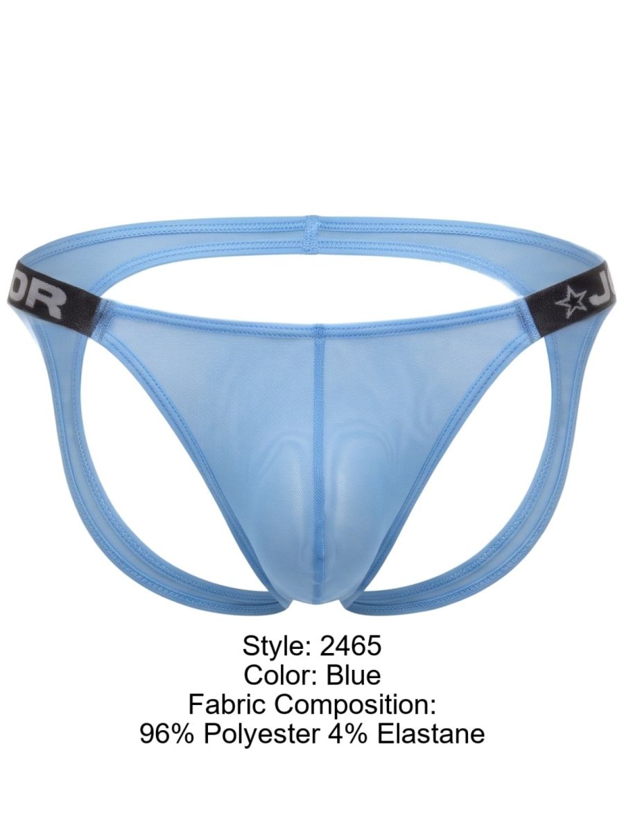 JOR 2465 Frost Mens Semi-sheer Mesh Seductive Style Jockstrap Blue Plus Sizes