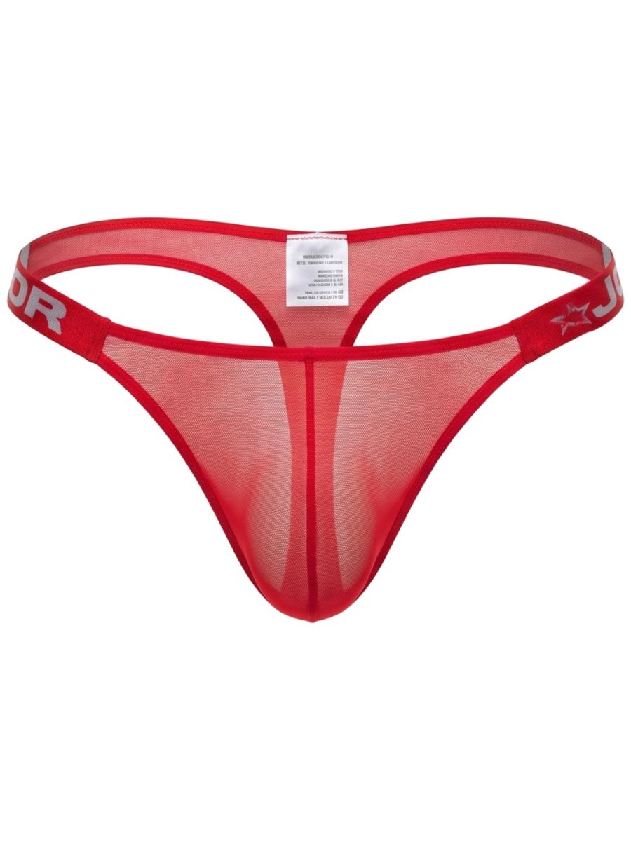 JOR 2466 Frost Mens Semi-sheer Mesh, Bold & Sleek Thongs Red Plus Sizes