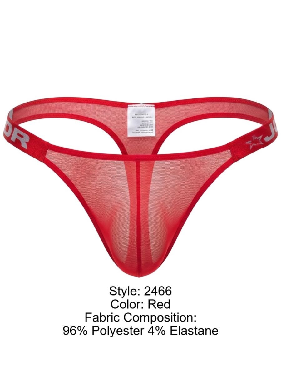 JOR 2466 Frost Mens Semi-sheer Mesh, Bold & Sleek Thongs Red Plus Sizes