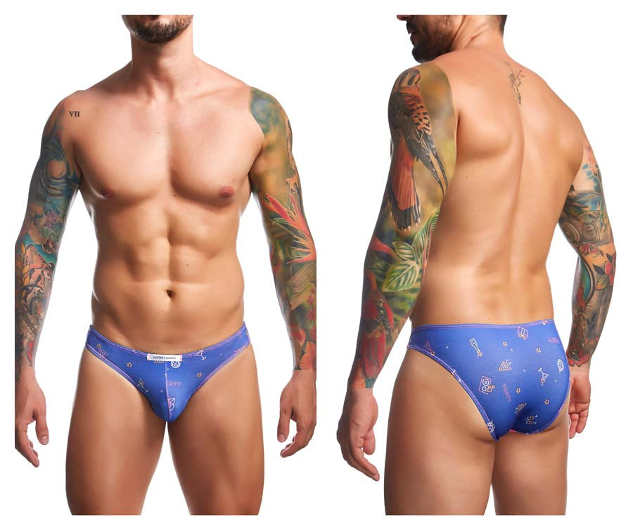 JUSTIN+SIMON XSJ01 Classic Silky Bikini Party Blue Plus Sizes