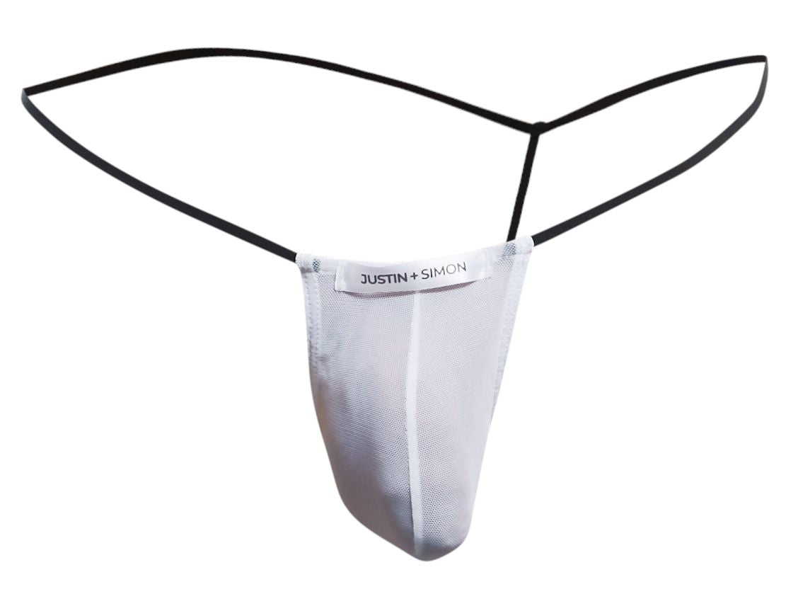 JUSTIN+SIMON XSJ02 Silky G-String Bulge White Mesh