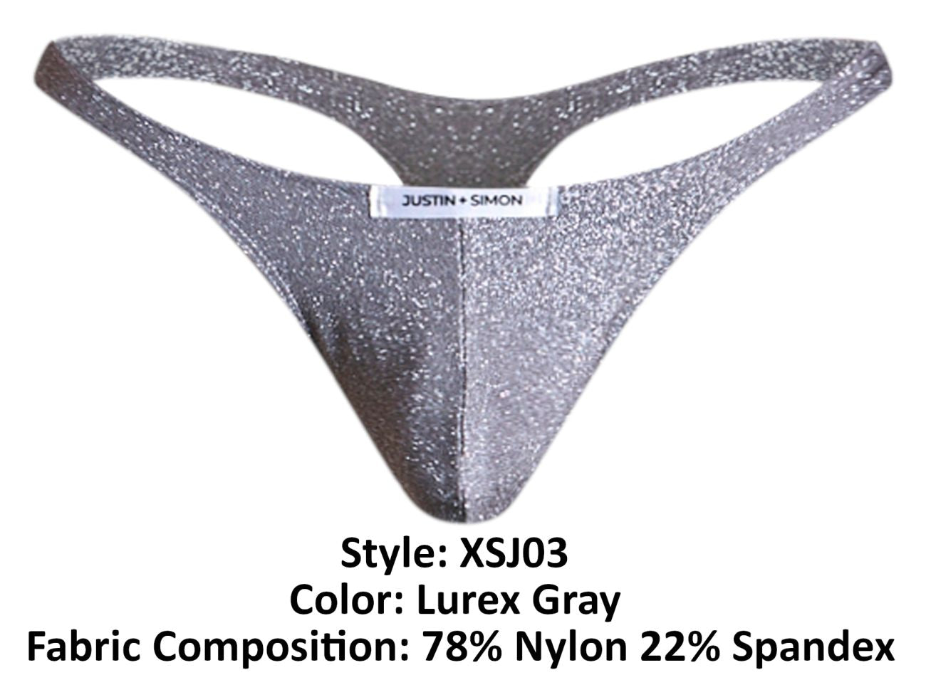 JUSTIN+SIMON XSJ03 Silky Sexy Thongs Lurex Gray Plus Sizes
