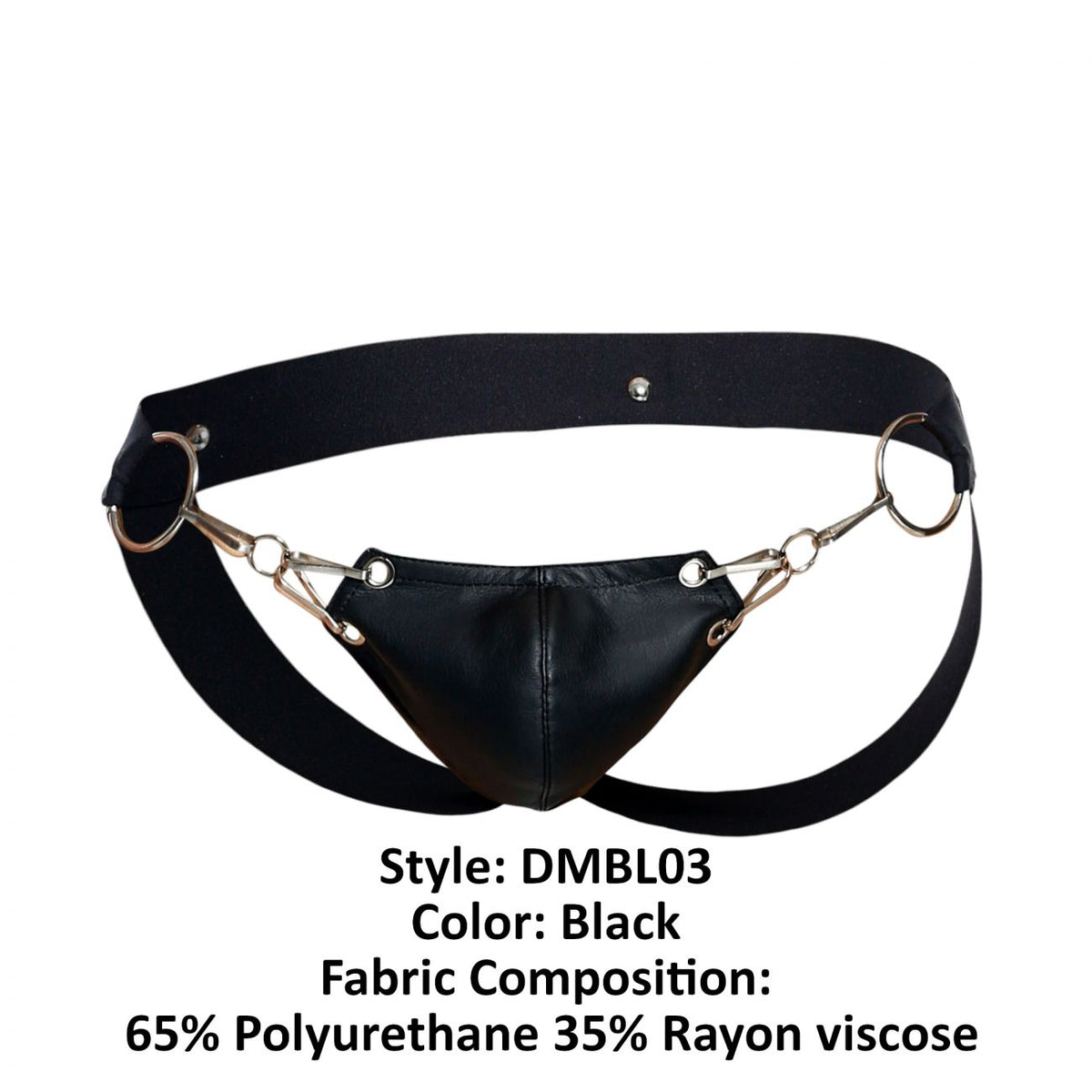 MaleBasics DMBL03 DNGEON Snap Vinyl Look Jockstrap Black