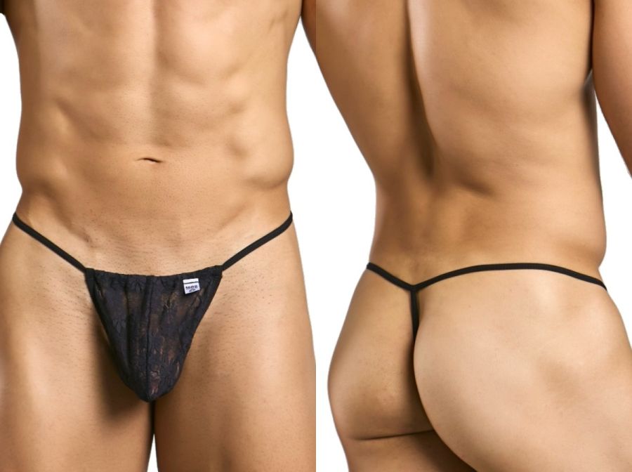 MaleBasics MBL59 Mens Sinful Thongs with Narrow Straps Black Lace
