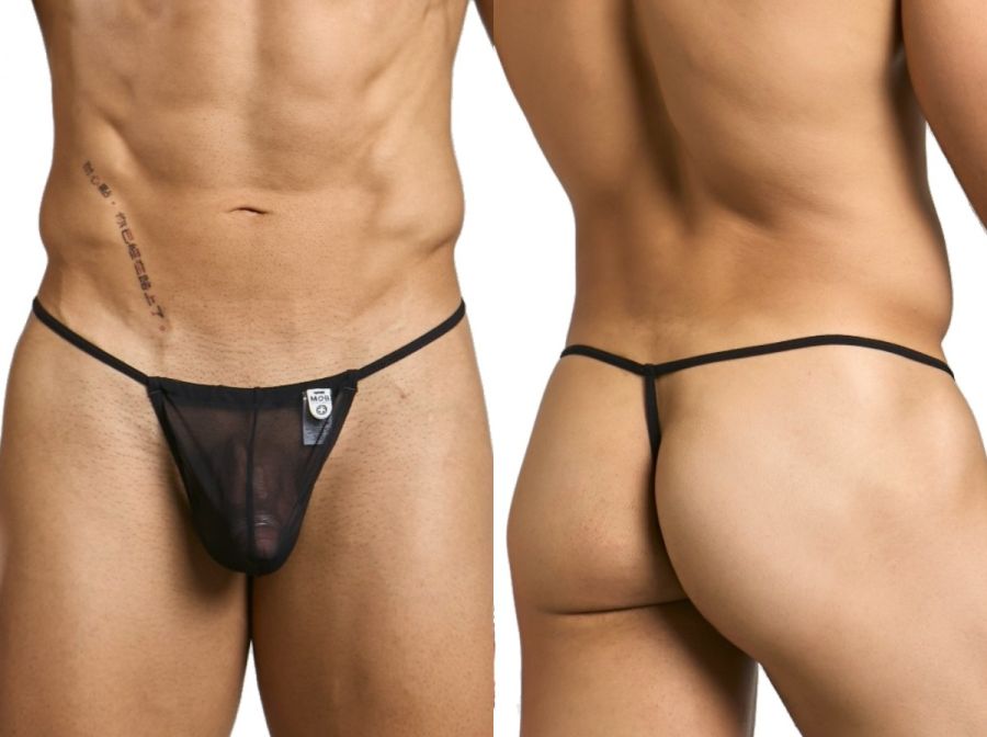 MaleBasics MBL59 Mens Sinful Thongs with Narrow Straps Black Mesh