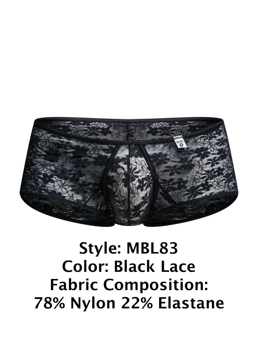 MaleBasics MBL83 Loop Mens Sexy & Cheeky Trunks Black Lace