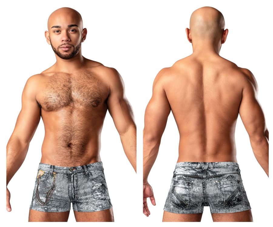 Male Power 145-286 Dirty Denim Mini Short Denim Print