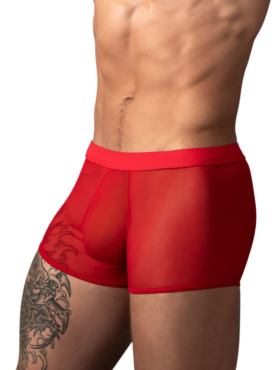 Male Power 145-307 Mens Sheer See-through Mesh 2 Mini Short Red
