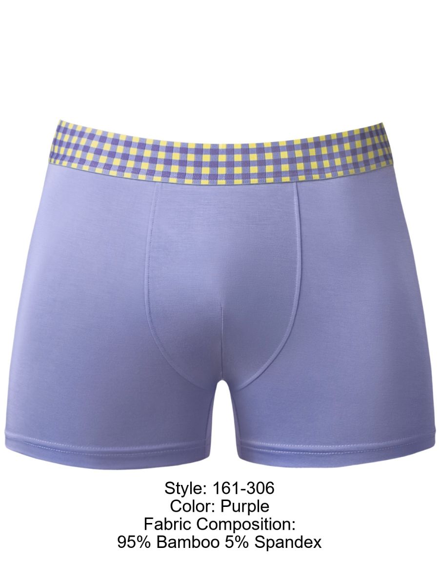 Male Power 161-306 Mens Soft & So Comfy Gingham Boxer Brief Purple