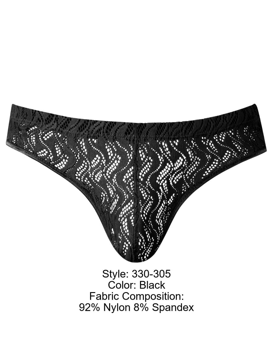 Male Power 330-305 Mens Lace Ripple Moon Jock Black
