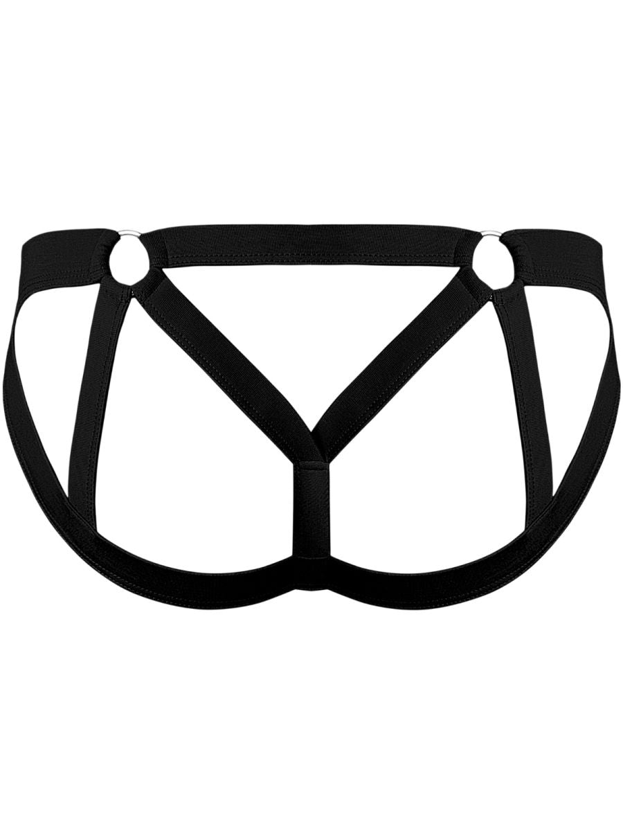 Male Power 352-307 Mens Sheer Mesh 2 Strappy Ring Jock Black
