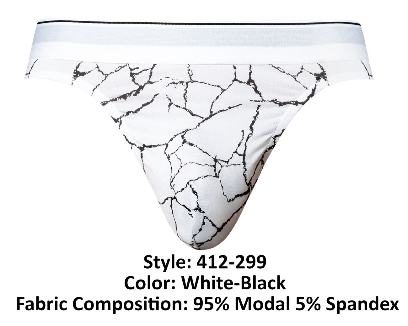 Male Power 412-299 Soo Cumfy Male Thong White-Black