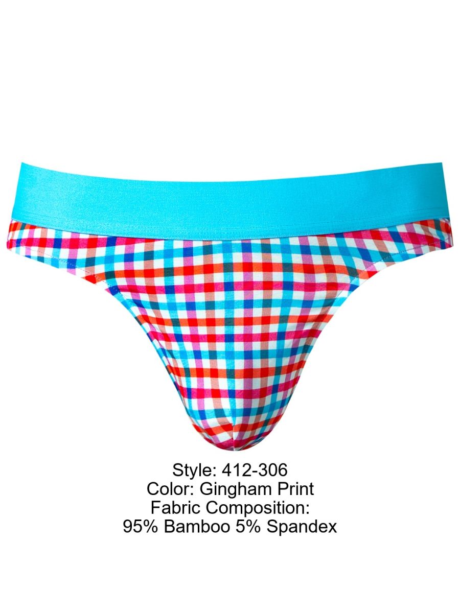 Male Power 412-306 Mens So Comfy Gingham Thong Multi Color