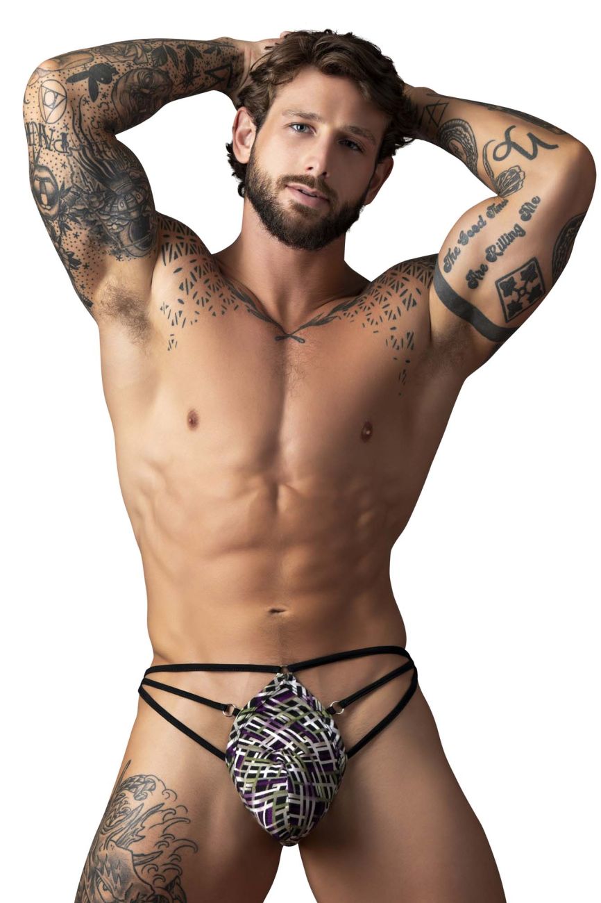 Male Power 419-303 Gridlocked Thong Straps-Rings