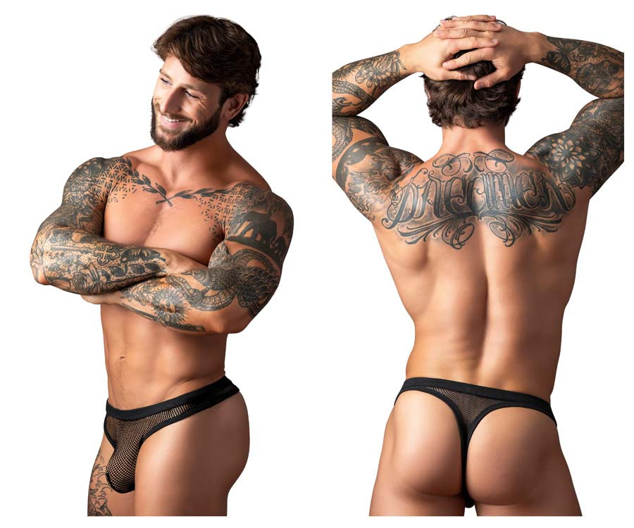 Male Power 441-11C Fishnet Mens See Through Bong Thong Black