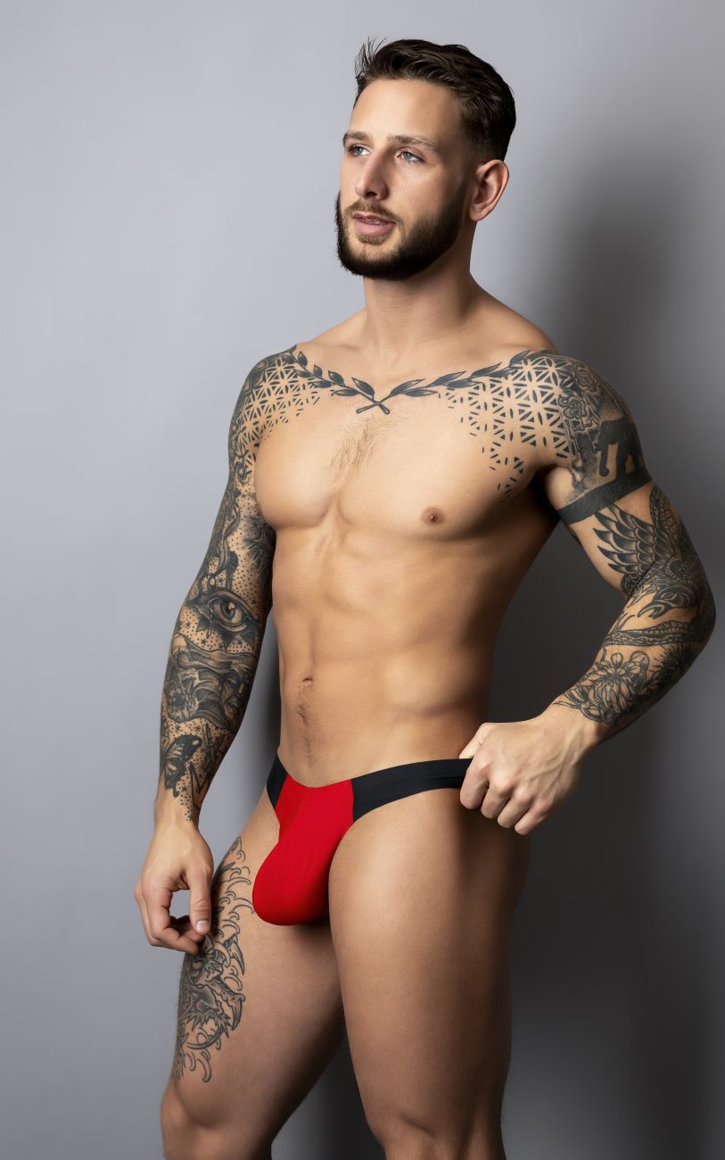 Male Power 442-300 Hot Mesh Male Bong Thong Black-Red