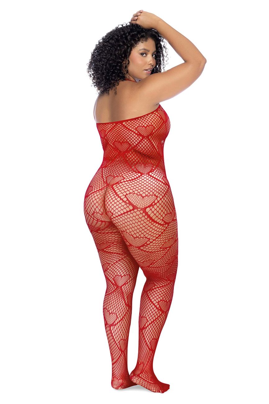 Mapale 1164X Heart Fishnet Bodystocking with Rhinestone Detail