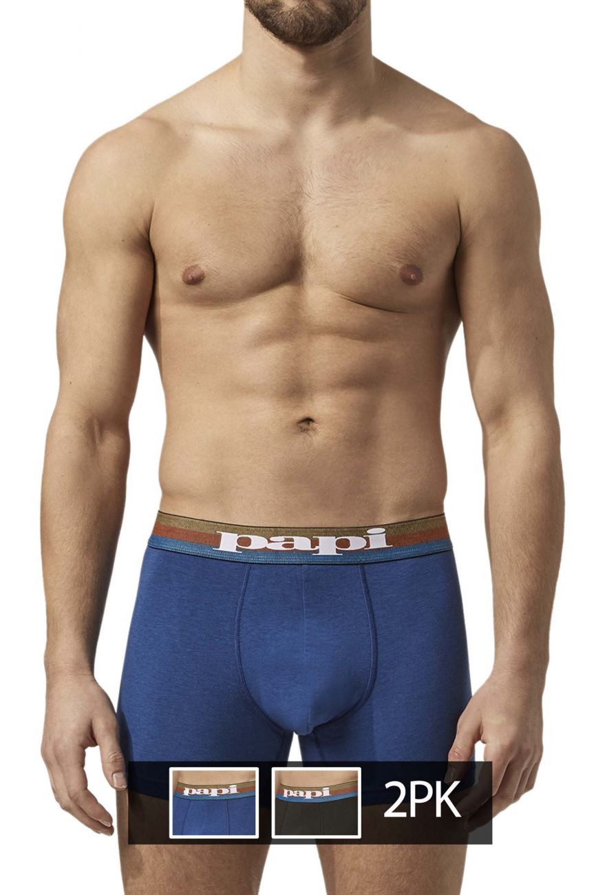 Papi UMPA088 2PK Microflex Brazilian Boxer Briefs Blue-Black