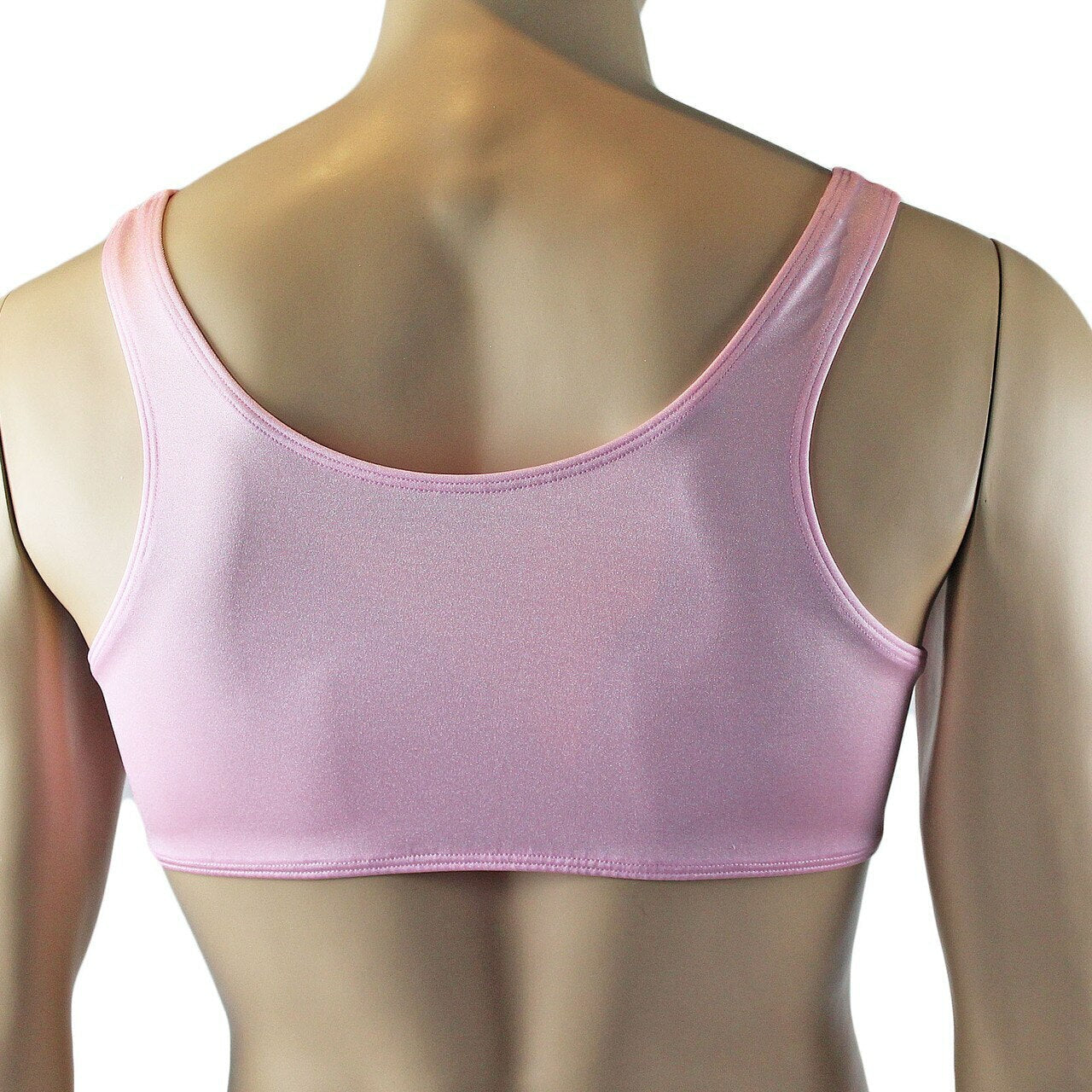 Male Penny Lingerie Bra Top with V Lace front and Pouch G string Light Pink