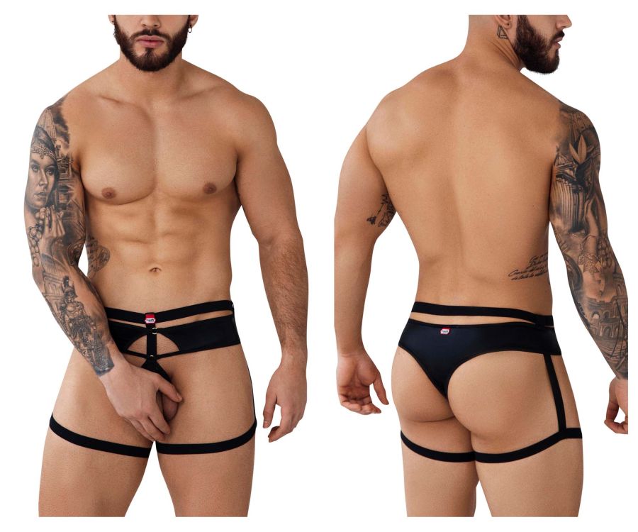 JCSTK - Pikante 0986 Victoria Garter Thongs Black