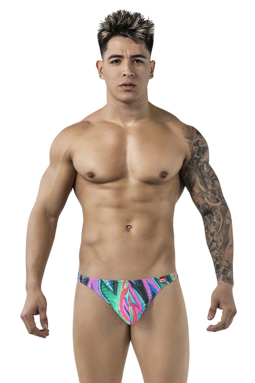 Pikante 1829 Mens Abstract Colourful Festive Thongs Green Multi