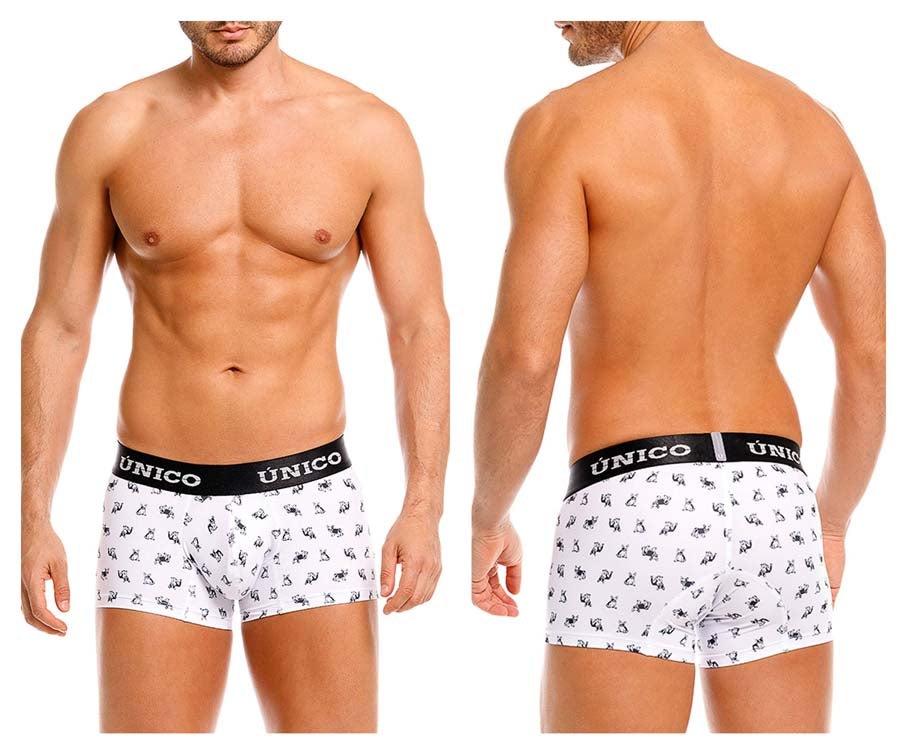 Unico 25040100130 Frenchis Mens Playful Print Trunks White Plus Sizes