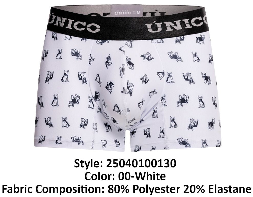 Unico 25040100130 Frenchis Mens Playful Print Trunks White Plus Sizes