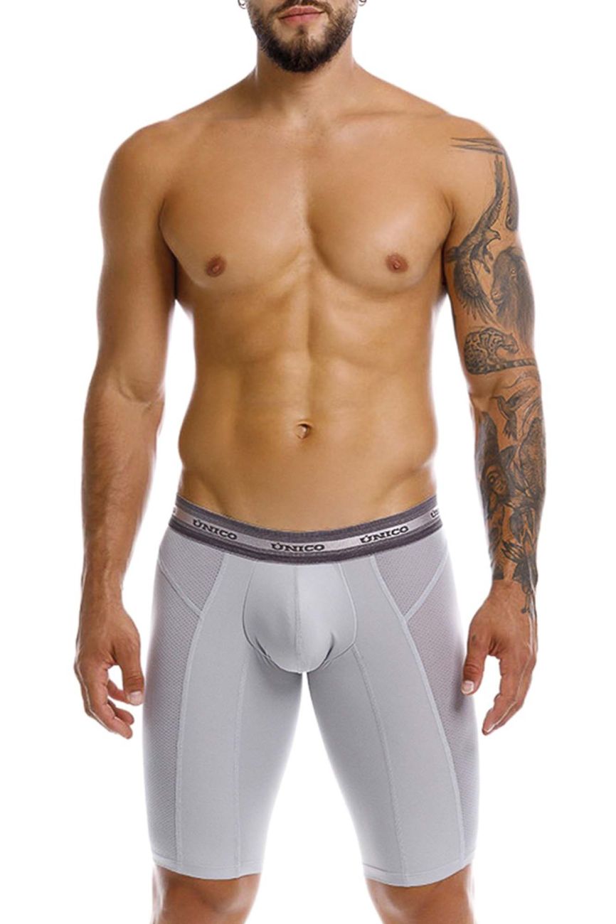Unico 25040100323 Albaricoque Mens Long Leg Boxer Briefs Gray Plus Sizes