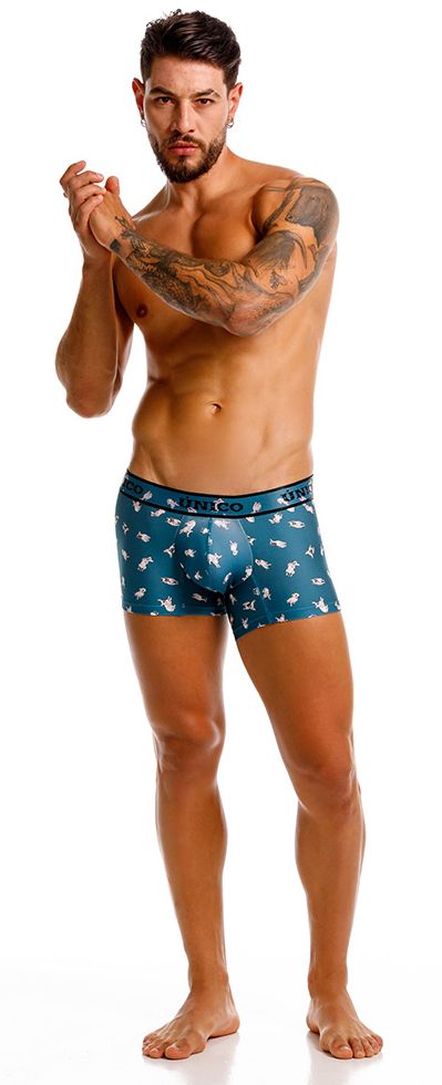 Unico 25060100104 Chihuahua Mens Playful Teal Blue Trunks Plus Sizes