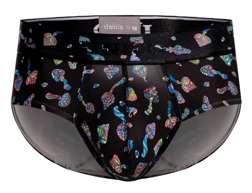Unico 25060101103 Hongos Mens Snug Fit Briefs Black Print Plus Sizes