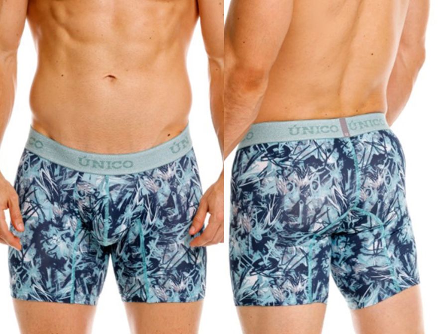 Unico 26040100212 Tags Boxer Briefs in Color Blue Print Plus Sizes
