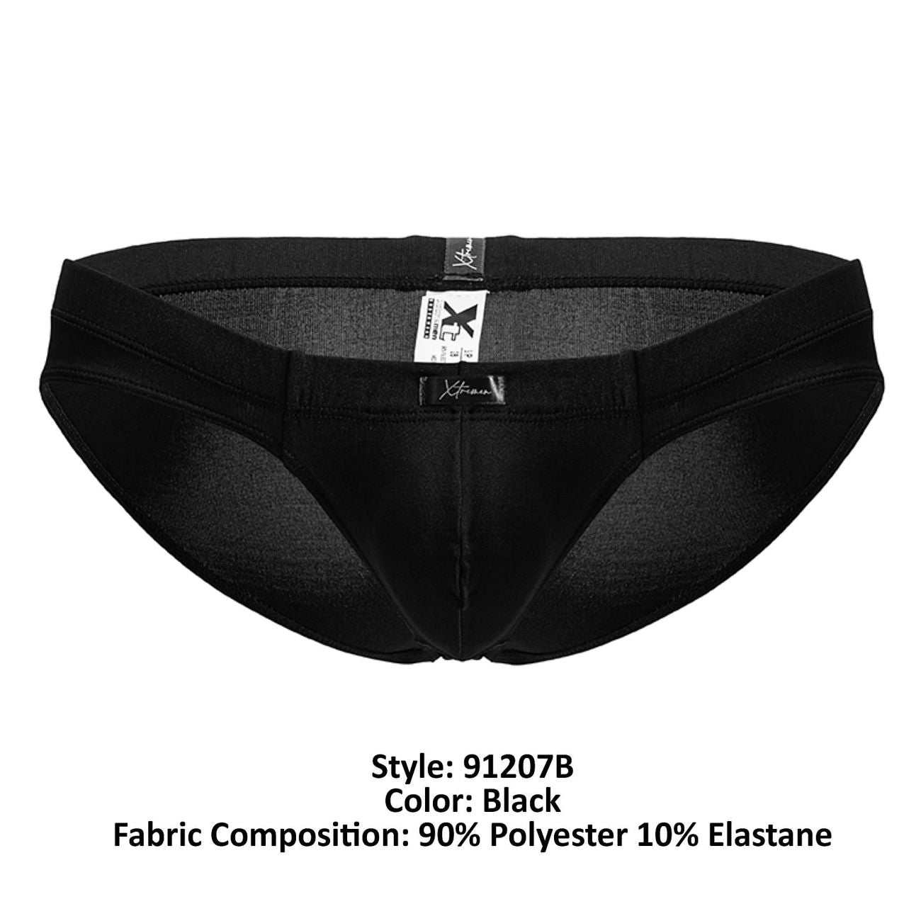 Xtremen 91207B Microfiber Mens Silky Briefs Black