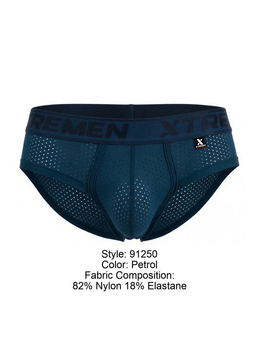 Xtremen 91250 XTREMEN Mens Athletic Performance Mesh Briefs Petrol
