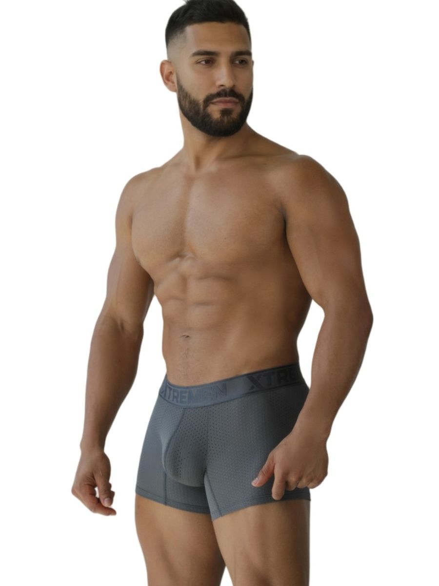 Xtremen 91251 Xtremen Mens Micro-Perforated High Performance Boxer Briefs Gray