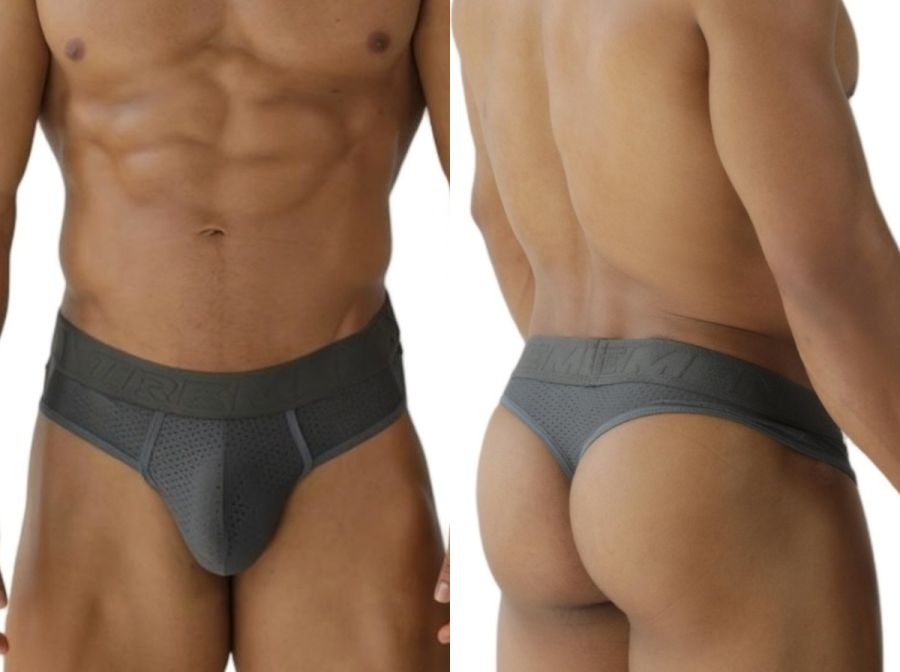 Xtremen 91268 Elite Mens Athletic Micro-Perforated Performance Thongs Gray