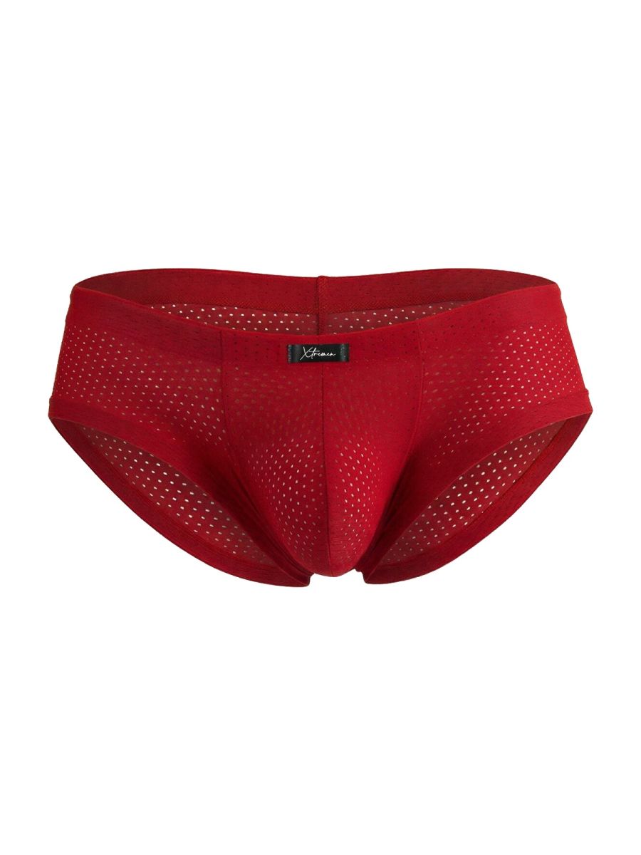 Xtremen 91269 Mens Sleek V-Cut Performance Mesh Briefs Red