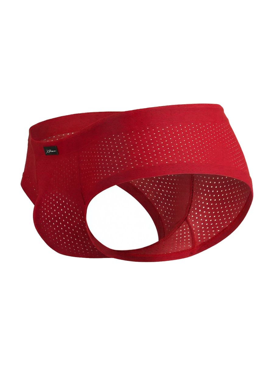 Xtremen 91269 Mens Sleek V-Cut Performance Mesh Briefs Red