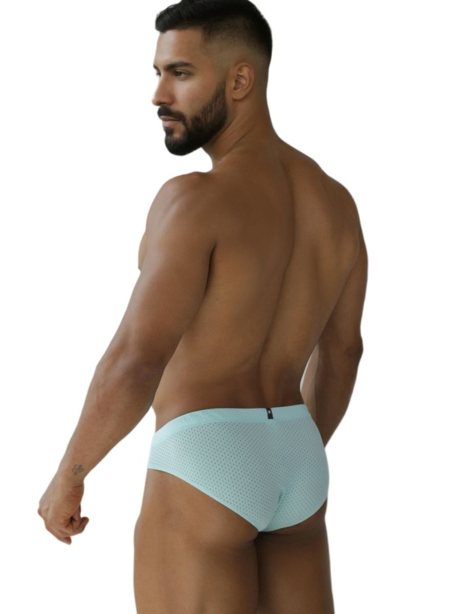 Xtremen 91270 Mens Sleek Low-Rise Perforated Briefs Seawater