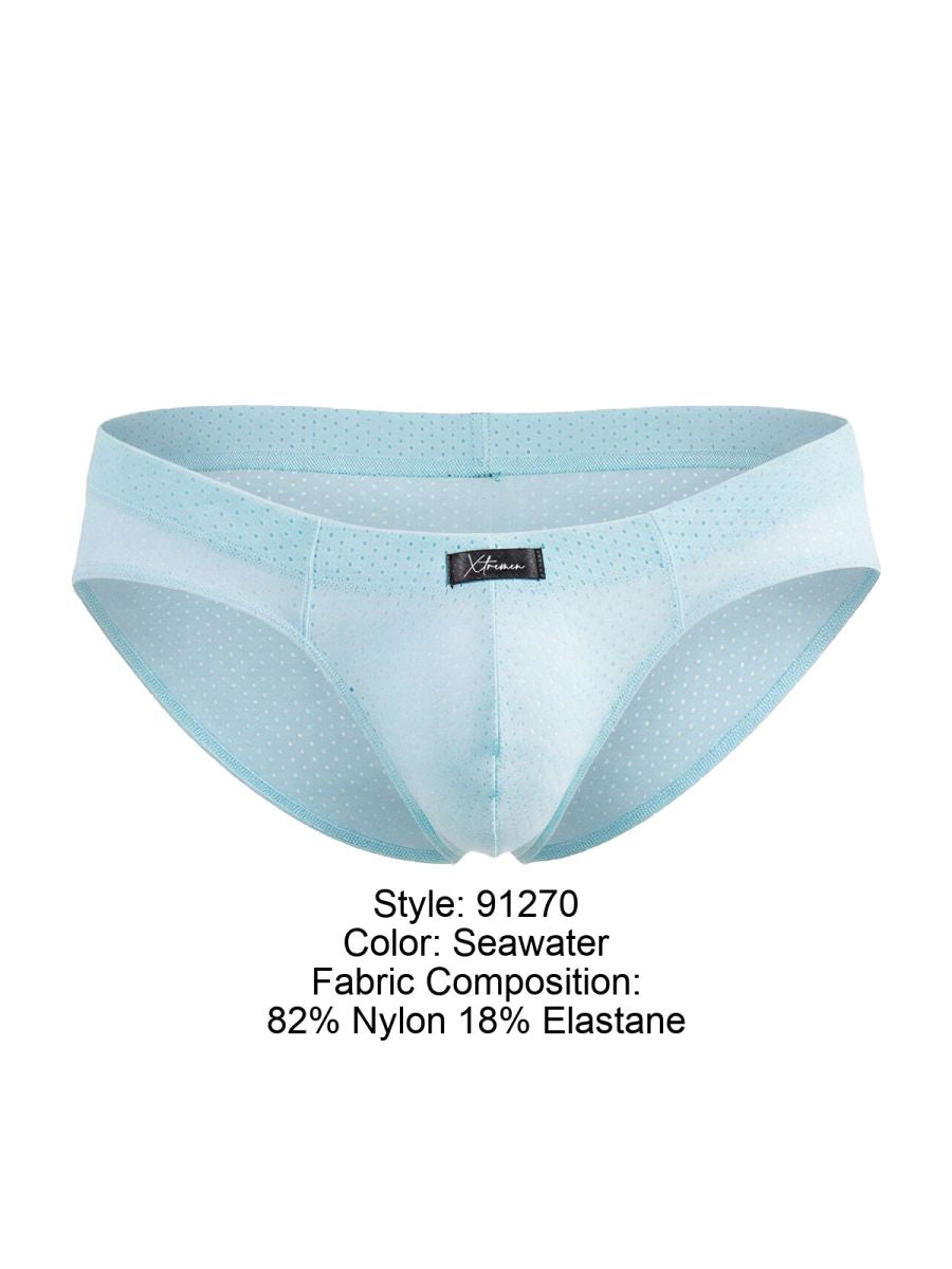 Xtremen 91270 Mens Sleek Low-Rise Perforated Briefs Seawater
