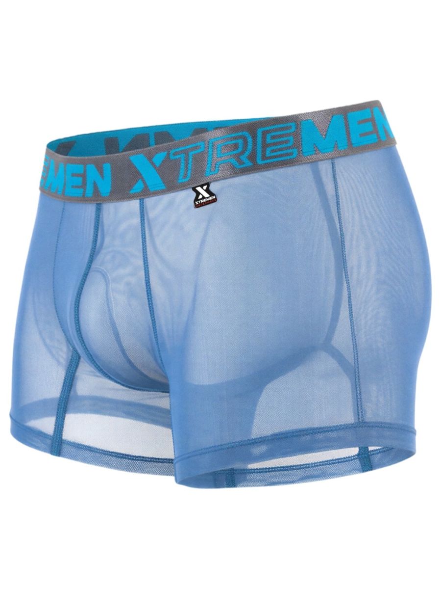Xtremen 91277 Mens Microfiber Sheer Mesh Boxer Briefs Blue